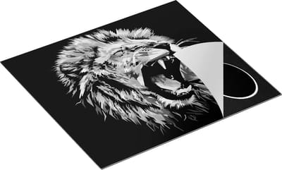 Chefcare Inductie Beschermer Gekleurde Leeuw - Leeuwenkop - Abstract - Zwart Wit - 60x50 cm - Afdekplaat Inductie - Kookplaat Beschermer - Inductie Mat