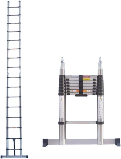 Telescopische Ladder Quorin - 2,5m - Uitschuifbare Multifunctionele Roestvrijstalen Ladder - Draagbare Stevige Zolderladder met EN131-standaard