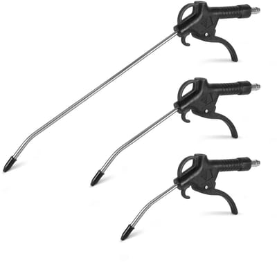STAHLWERK 3-delige perslucht uitblaaspistool set | Mondstuklengtes 100, 150 en 300 mm | 6 bar werkdruk | 1/4" koppeling | Ergonomisch perslucht reinigingspistool
