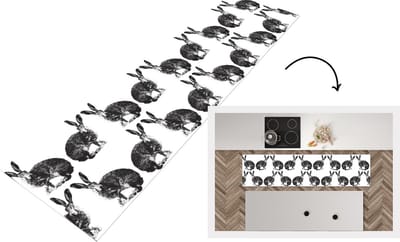 Keukenloper - Loper keuken - Vintage - Design - Konijn - Dieren - 200x50 cm - Keukenloper vinyl