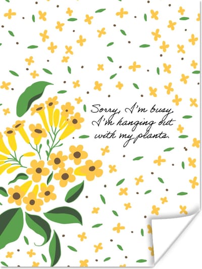 Poster Quotes - Spreuken - Sorry I'm busy I'm hanging out with my plants - 120x160 cm XXL