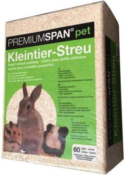 Premiumspan Houtvezel Inhoud - 60 liter bodembedekker knaagdieren, houtkrullen, stalstrooisel