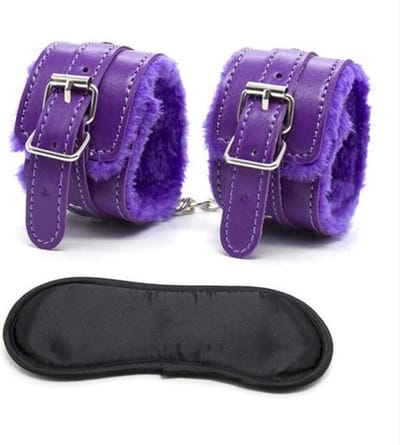 Erotische Lederen SM Bondage Sex Oogmasker Met Handboeien Blinddoek BDSM Party Vrouwen Masquerade Oog Maskers Speeltjes Voor Volwassenen Paars