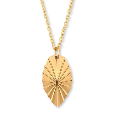 Marama - Ketting Charlotte Goud - gouden plating - stainless steel - nikkelvrij - ovale hanger - reliëf - luxe geschenkverpakking - cadeau dames