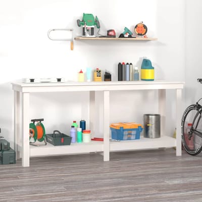 vidaXL - Werkbank - 180x50x80 - cm - massief - grenenhout - wit
