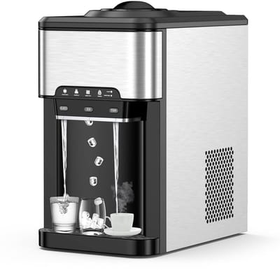 Waterdispenser met ijsmaker - Drankkoeler - Dranken bereiden - 3-in-1 functie - 19 kg per dag - Zilver