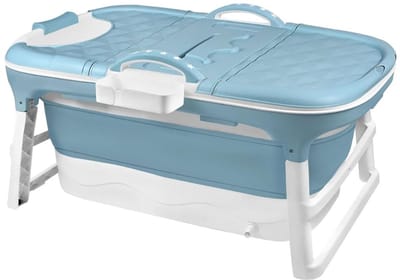 DnA® Opvouwbaar Bad - Bath Bucket - Inklapbaar Krukje - Zitbad - Opvouwbaar Bad - Lichtblauw - ‎118cm x 60cm x 53cm