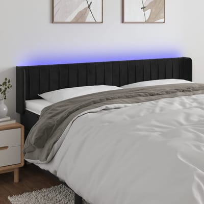 vidaXL - Hoofdbord - LED - 203x16x78/88 - cm - fluweel - zwart