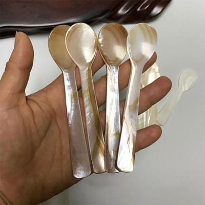 9-13CM Natuurlijke Schelp IJs Lepel Room Koffie Kaviaar Lepel Parelmoer Schelpen Roer Lepels Theelepel Ambachten Dessert Koffie 10CM koffie
