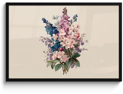 Poster in lijst - Fotolijst 90x60 cm - Posters - Boeket - Beige - Harmonieus - Subtiel - Posterlijst zwart - Decoratie - Wanddecoratie woonkamer - Muurdecoratie slaapkamer