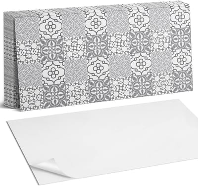Coloray Plaktegels - Geometrische patronen in de lay-out Zelfklevende Wandtegels - 40 cm x 20 cm - Grijs Plaktegels - 10 stuks - Rechthoek PVC Tegels - Plaktegels Badkamer - Vloertegels Zelfklevend - Vinyltegels Vloer Zelfklevend - Portugese Tegels