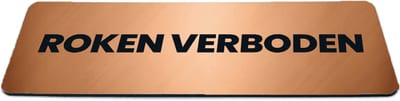 Deurbordje Brons/Koper-look met tekst roken verboden - Formaat 150 x 50 mm x 1,6 mm - Zelfklevend | Luxe uitstraling | Geborstelde Koper/Brons toplaag | Gratis Verzending | Decoporta