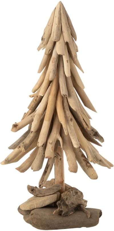 J-Line decoratie Kerstboom op voet - hout - naturel - medium
