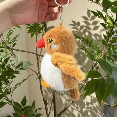 Schattige Dier Vogel Pluche Sleutelhanger Simulatie Mus Papegaai Pluche Pop Kawaii Realistisch Vurig Vogels Sleutelhangers Jongens En Meisjes brown