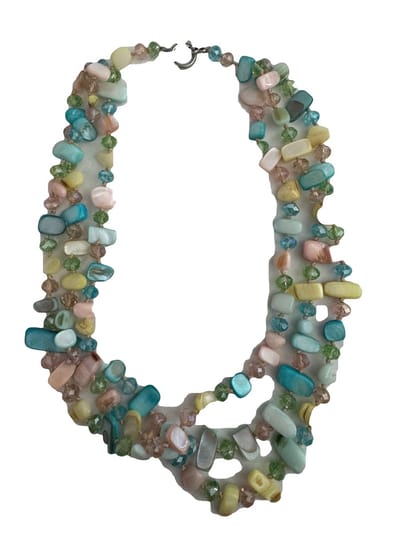 Petra's Sieradenwereld - Ketting schelpkralen en facetkralen 3 laags (046)