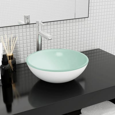 vidaXL - Wasbak - 35x12 - cm - gehard - glas - wit