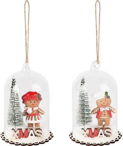 Dekoratief | Hanger globe m/cookie, glas/hout, 7x7x11cm, set van 2 stuks | A255504