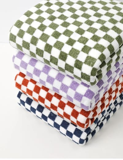 Dailygoods- Badhanddoek 90x150 cm - Ruitpatroon - Polyester/Nylon - Onderhoudsvriendelijk - Rechthoekig - Stijlvol Accessoire - Badstofhanddoek