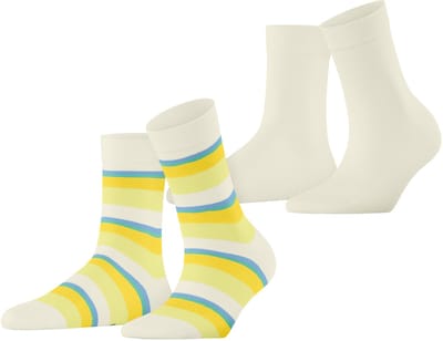 Esprit Crochet Stripe 2-Pack gedessineerd katoen Multipack Sokken dames veelkleurig - maat 35-38