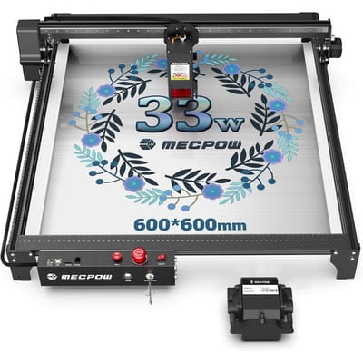 Mecpow X5 Pro 33W lasergraveermachine, graveeroppervlak van 600 x 600 mm, laserpunt van 0,08 x 0,1 mm met automatische luchtondersteuning EU