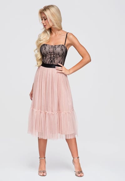 LARICA Jurk - Slim Fit - Rits - Gebloemd Naakt M