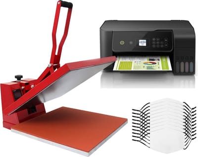 Bundel 10 sublim mondkapjes - wit - m - met pers & ecotank printer