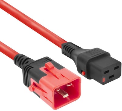 ACT Netsnoer C19 IEC Lock - C20 IEC Lock Dual Locking | Rood | 1 meter | PC3633 PL0021