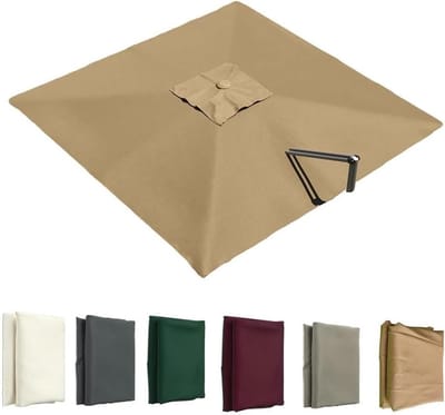Vervangend Parasoldoek - Parasolhoes Vierkant - Buitenruimte Creëren - UV-bestendig Polyester - 3 x 3.0m - Khaki