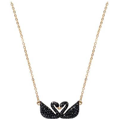 Swarovski Zwaan Romantische Dubbele Zwarte Zwaan Kristallen Ketting Dames ketting 5296468 Shopping Bag beige