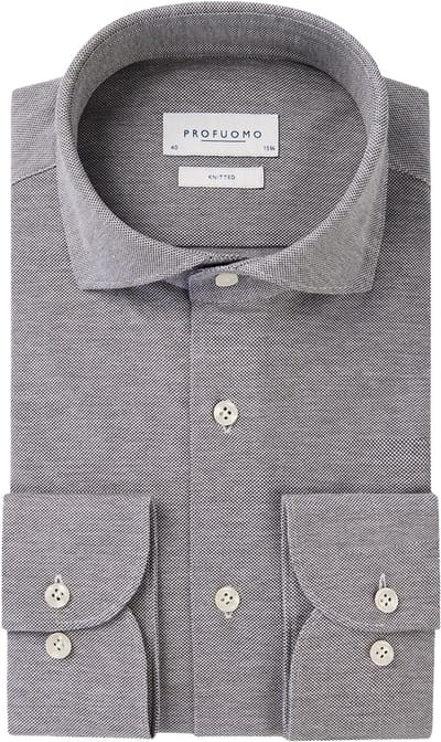 Profuomo slim fit heren overhemd - jersey - groen - Strijkvriendelijk - Boordmaat: 38