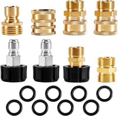 Allecto Plus - Adapterset voor hogedrukreiniger - 8 stuks - M22-14 draaibaar - snelscheidslang - armaturenset - 3/8 inch - pistool en slang