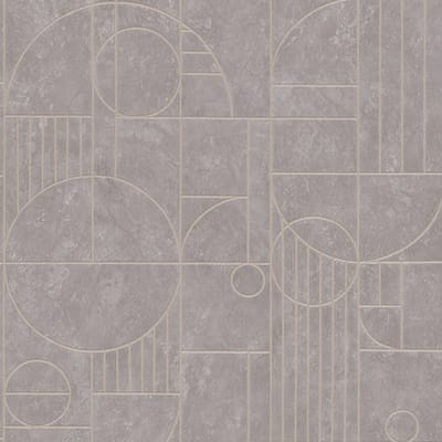 Grafisch behang Profhome 386991-GU vliesbehang licht gestructureerd met geometrische vormen glanzend grijs pastelviolet koper goud 5,33 m2