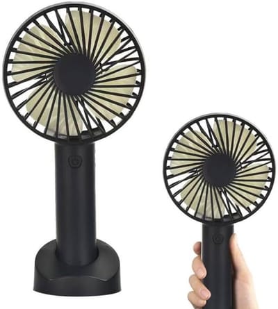 USB-ventilator, mini stille USB-ventilator met voet, draagbare oplaadbare handventilator, geschikt voor gebruik op kantoor, reizen, kamperen, desktop, geschikt voor thuis en buitenshuis.