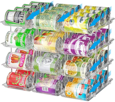 Unyqoos® Transparante stapelbare blikjeshouder met vier niveaus voor keukenopslag