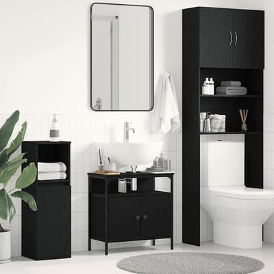 vidaXL - Wastafelkast - 60x30x60 - cm - spaanplaat - zwart - eikenkleurig