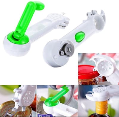 BukkitBow – Universele Multi Opener - Dopopener / Blikopener / Potopener / Schroefdopopener – 7-in-1 - Wit/Groen