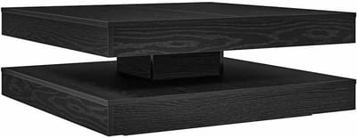 Draaibare Salontafel - Zijtafel Koffietafel - Woonkamer Inrichten - 360 Graden Draaibaar - 90x90x34.5 cm - Zwart Eikenkleur
