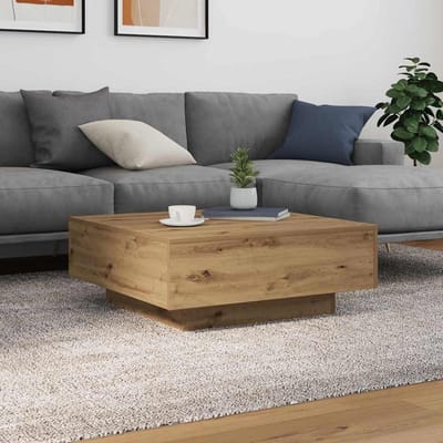 vidaXL - Artisanaal - eiken - 80 - x - 80 - x - 31 - cm - Bewerkt - hout