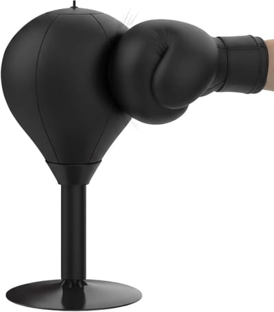 Kantoor Bokszak - Mini Bokszak Snelheid - Reactiesnelheid Trainen - Zuignap Bevestiging - 40 cm - Zwart