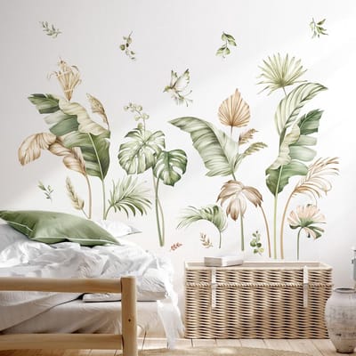 Dailygoods- Muursticker Tropische Bladeren - Muurstickers Slaapkamer - Muurstickers Woonkamer - PVC-Materiaal - Eenvoudig te Verwijderen - Niet Giftig - Muurtattoo