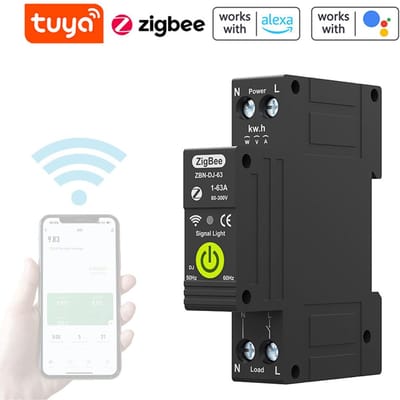 Tuya Zigbee 1P Intelligente stroomonderbreker AAN UIT Timing Fotovoltaïsche bidirectionele meting van energie veelkleurig