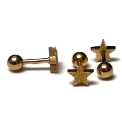 Aramat Jewels | Piercings | Sandblasted Gouden Ster Helixpiercing | | | |8mm | Staal | Volwassenen | Verkleurd niet