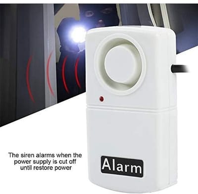 Slim stroomuitvalalarm van 110 dB - (zonder batterijen) Automatische herinnering bij stroomuitval - LED-indicator - Veiligheidswaarschuwing voor thuis - 5,3*9,8 cm - Geschikt voor beveiliging van huis, kantoor en winkel - Wit