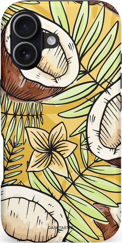 Casetastic hoesje geschikt voor Apple iPhone 17 - MagSafe - Dubbellaagse bescherming - Zonnige Kokos Stijl - Fashion Case - Taupe Goud Donkergrijs Saliegroen