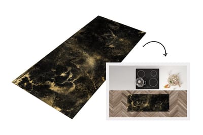 Keukenloper - Loper keuken - Vintage - Gold - Zwart - 120x50 cm - Keukenloper vinyl
