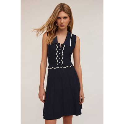 Motivi Short Knit Dress With Contrasting Colour Profiles Blue Size: S | Shirt Dresses Outlet | Dames | Blauw