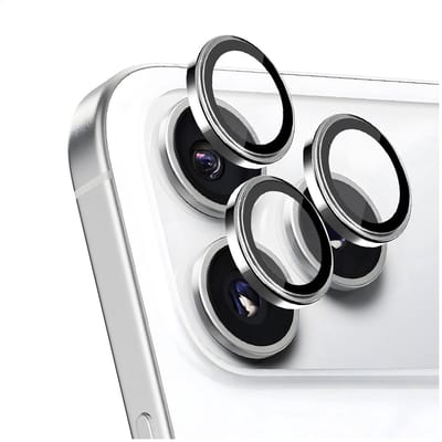 Rosso Camera Frame Protector Geschikt voor iPhone 17 Pro / 17 Pro Max - Case Friendly - 9H Tempered Glass voor Cameralens - Gemakkelijke Installatie met Tray - Zilver