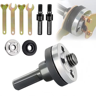 Haakse slijper drijfstang set met booradapter en vervangende slijpmachine flensmoeren - 6 mm, 2 stuks voor veelzijdig gebruik en precisie.