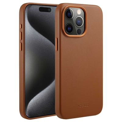 Accezz Hoesje - Geschikt voor iPhone 15 Pro Max - geschikt voor MagSafe Leather Backcover - Sienna Brown