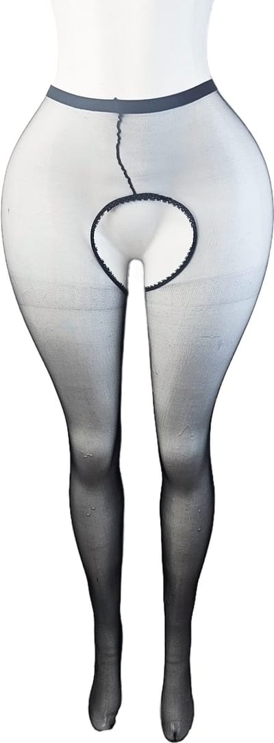 BamBella ® - Panty -Onesize - open kruis hoge kousen broek Dames - Onesize - sexy Erotische lingerie van kant zwart
